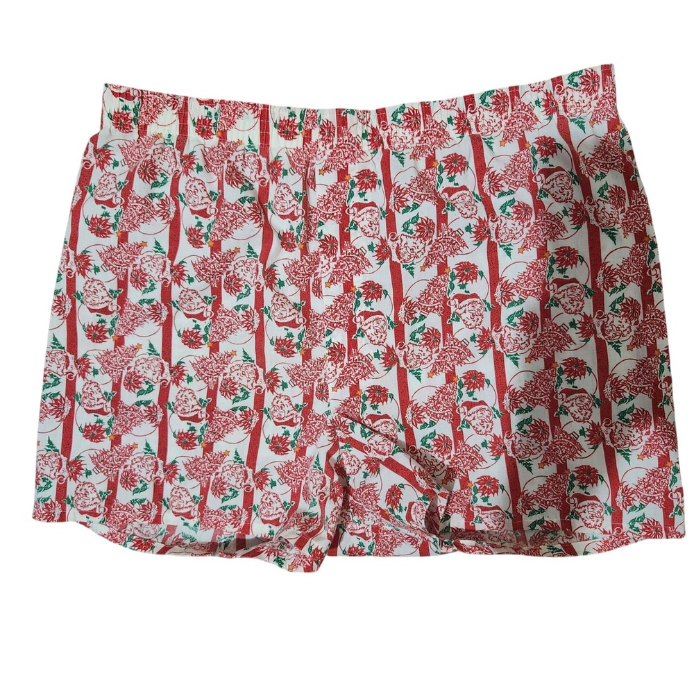 Vintage 70s Novelty Christmas Santa‎ Boxer Shorts Red Striped Medium Festive